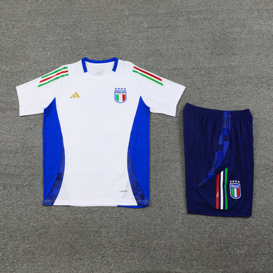 Italy Shorts Set-White and Dark Blue