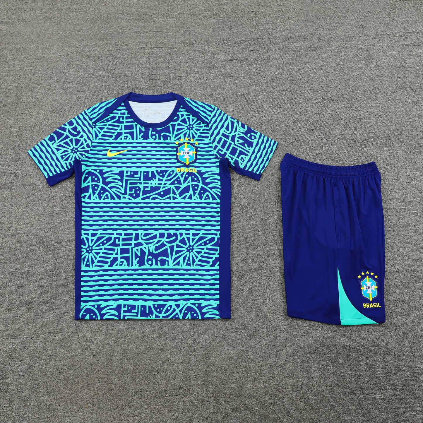 Brazil Shorts Set-Green and Dark Blue
