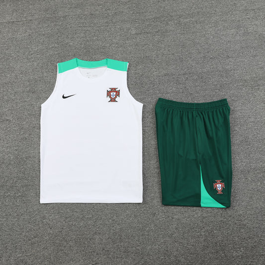 Portugal Vest Set-White and Dark Green
