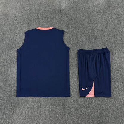 Barcelona Vest Set-Cream and Navy Blue