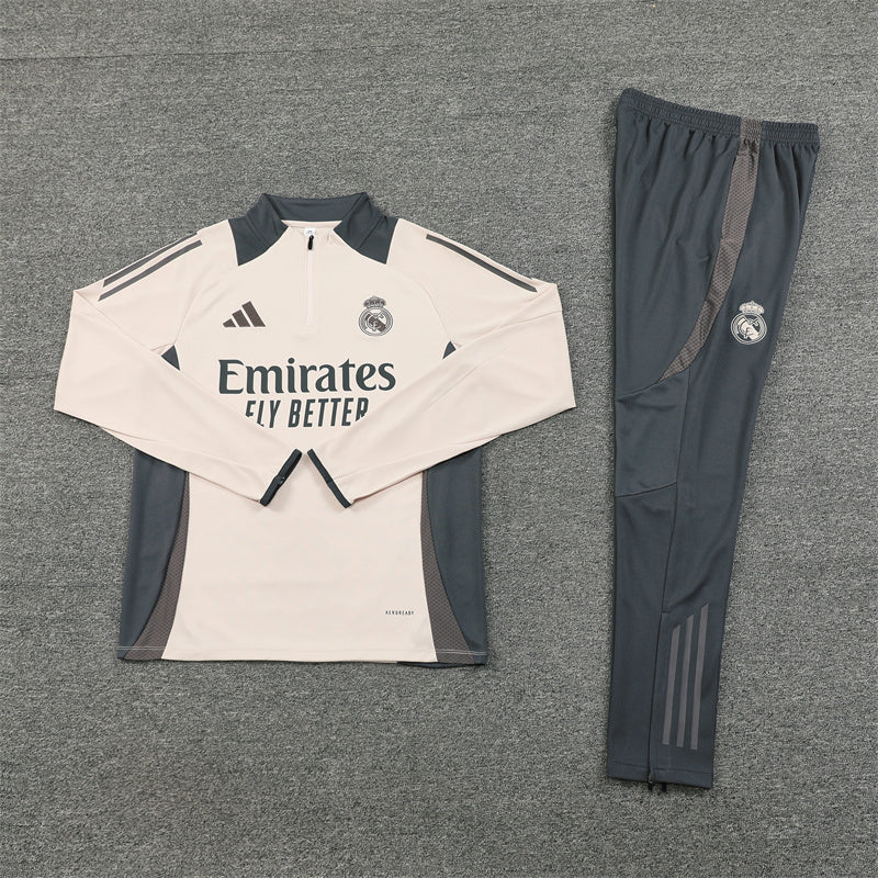 Real Madrid Tracksuit-Cream and Grey