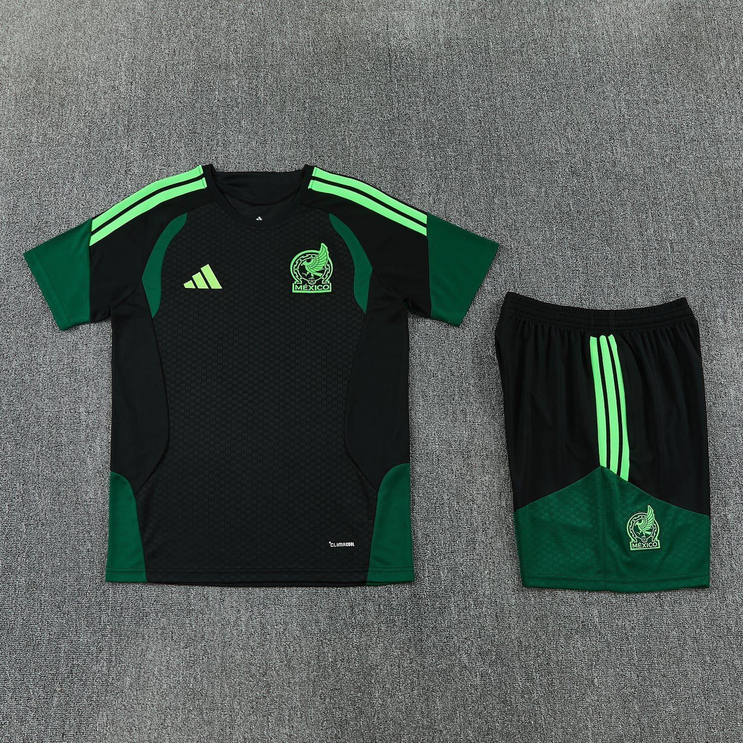 Mexico Shorts Set-Black and Dark Green