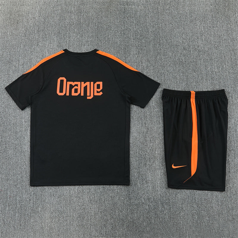 Netherlands Shorts Set-Black and Orange