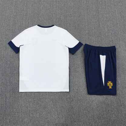 Portugal Shorts Set-White and Navy Blue