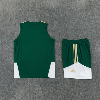 Italy Vest Set-Dark Green and White