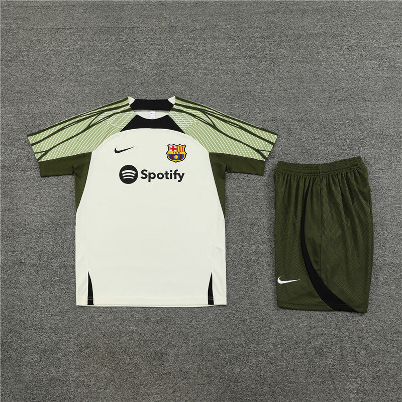 Barcelona Shorts Set-Cream and Dark Green