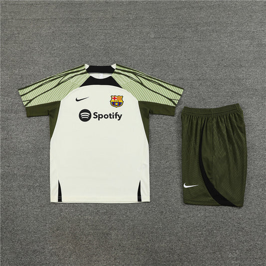 Barcelona Shorts Set-Cream and Dark Green