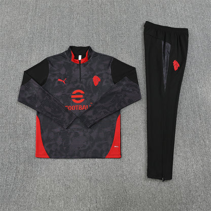 AC Milan Tracksuit-Dark Grey, Red and Black