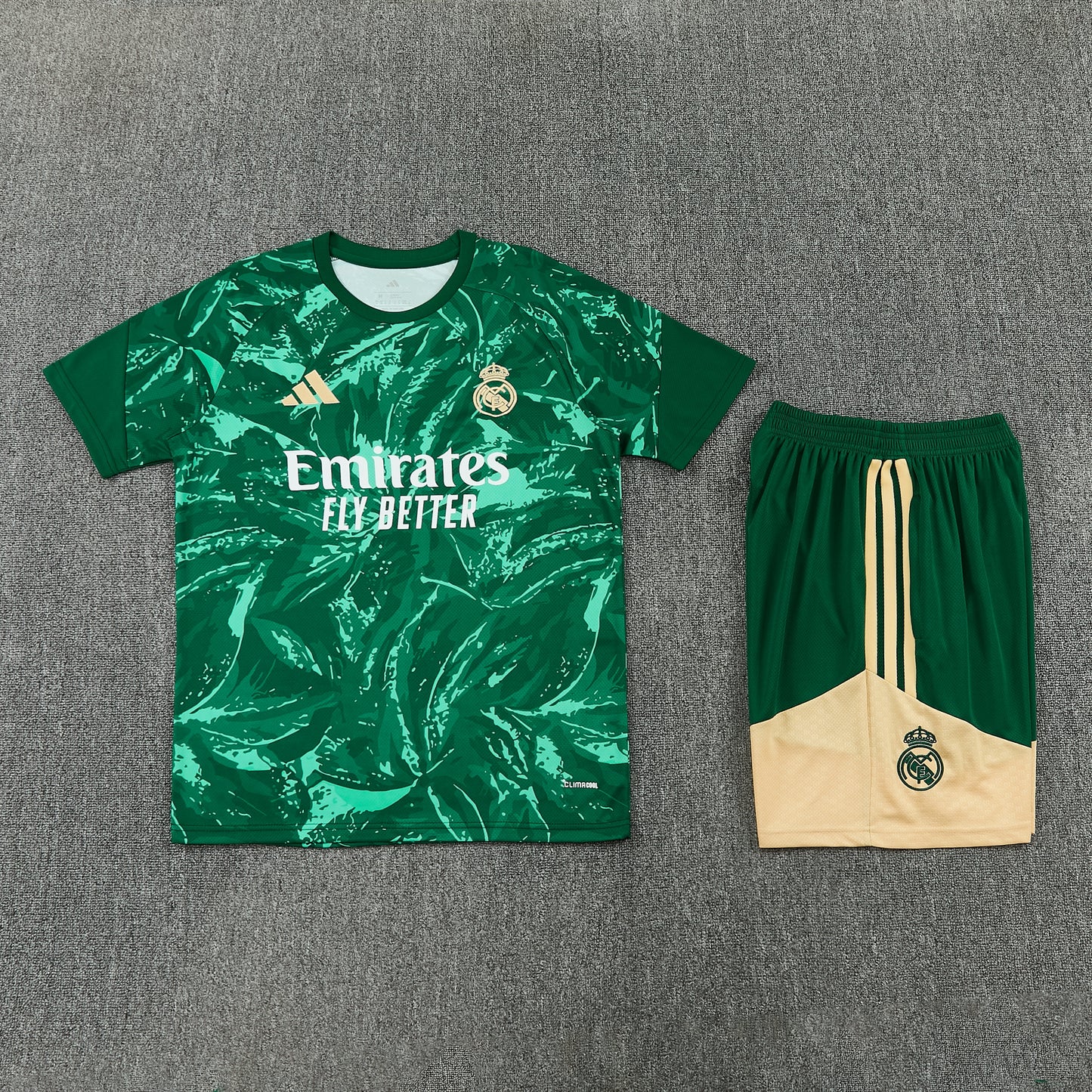 Real Madrid Shorts Set-Dark Green and Cream