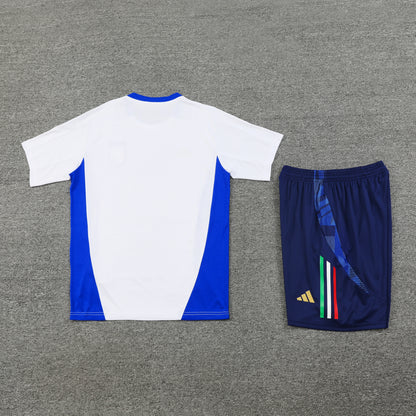 Italy Shorts Set-White and Dark Blue