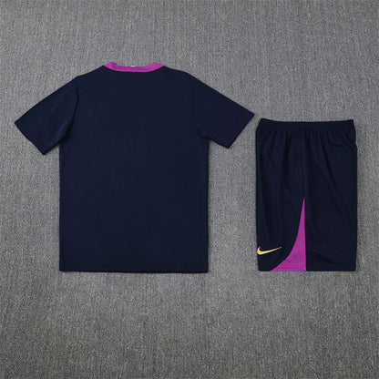 Barcelona Shorts Set-Navy Blue and Purple