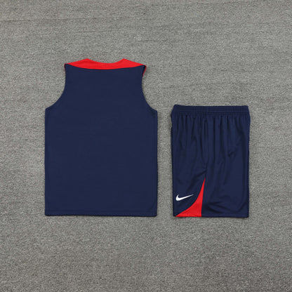 Atletico Madrid Vest Set-Navy Blue and Red