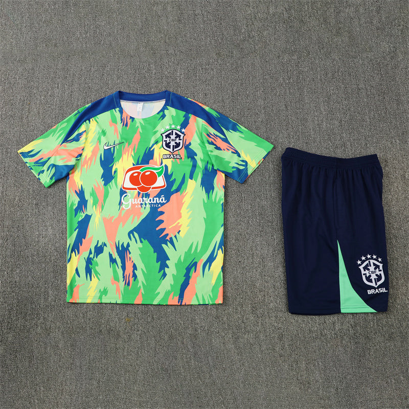 Brazil Shorts Set-Green and Navy Blue