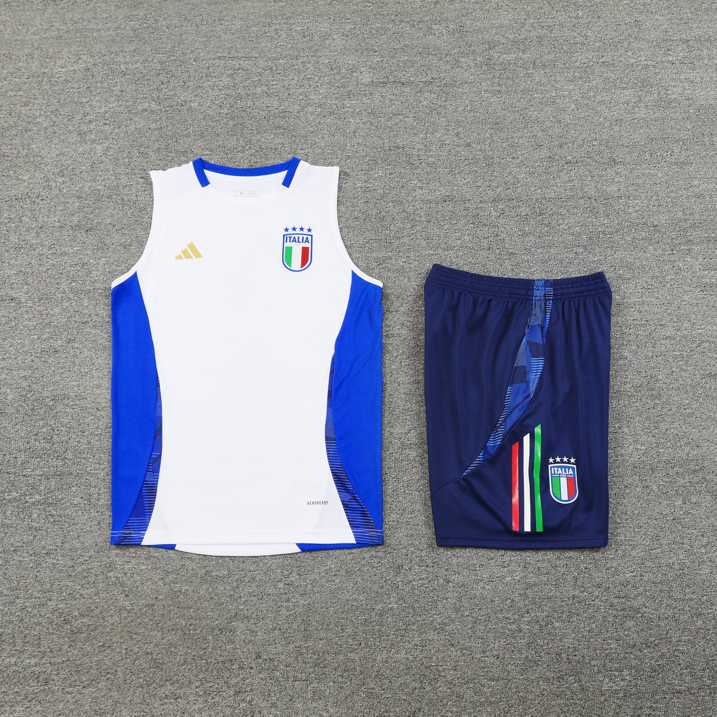 Italy Vest Set-White and Navy Blue
