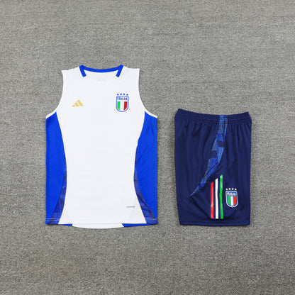 Italy Vest Set-White and Navy Blue