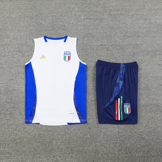 Italy Vest Set-White and Navy Blue