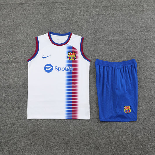 Barcelona Vest Set-White and Blue