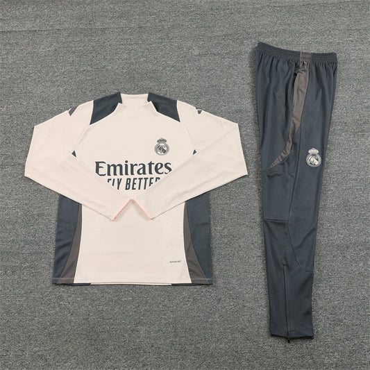 Real Madrid Tracksuit-Cream and Grey