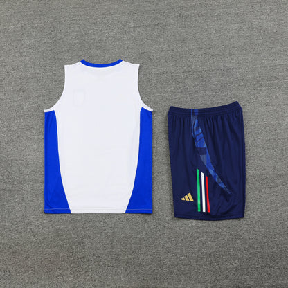 Italy Vest Set-White and Navy Blue