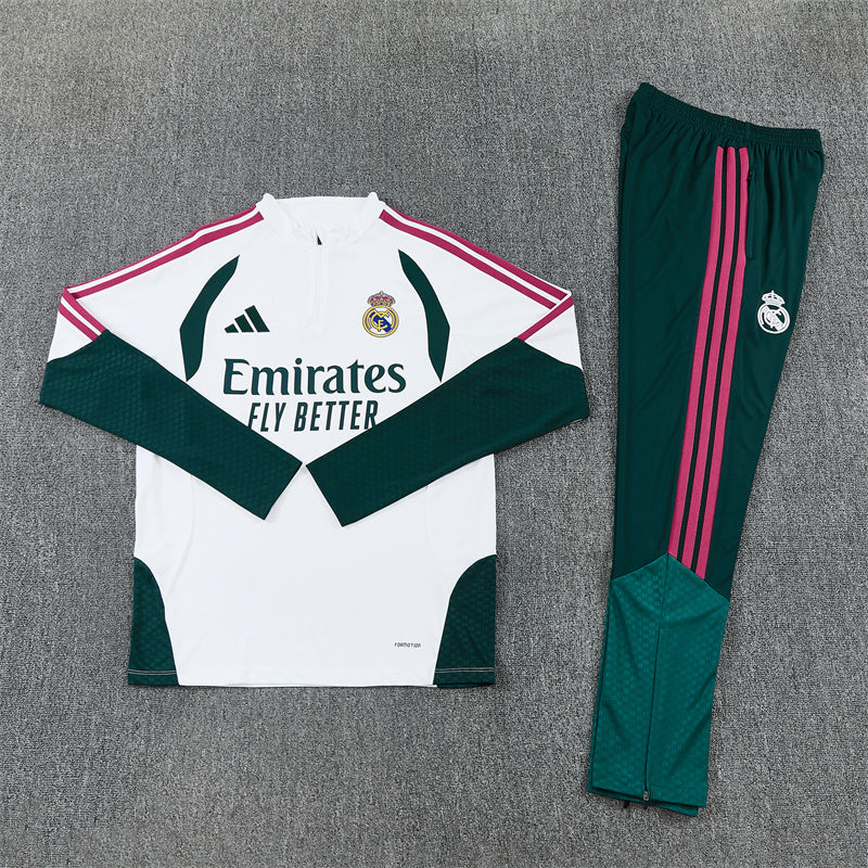 Real Madrid Tracksuit-White and Dark Green