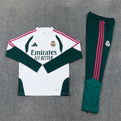 Real Madrid Tracksuit-White and Dark Green