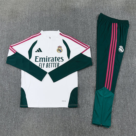 Real Madrid Tracksuit-White and Dark Green