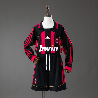 AC Milan 06/07 Home Retro Long Sleeve Kids Kit