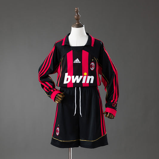 AC Milan 06/07 Home Retro Long Sleeve Kids Kit