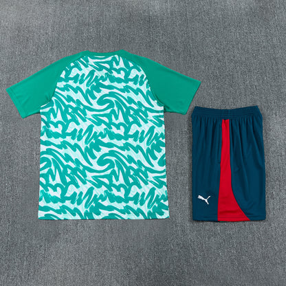 Portugal Shorts Set-White, Green and Dark Green