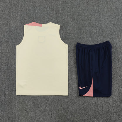Barcelona Vest Set-Cream and Navy Blue
