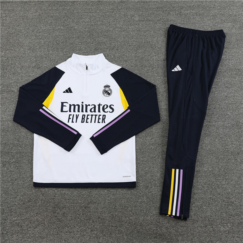 Real Madrid Tracksuit-White and Black