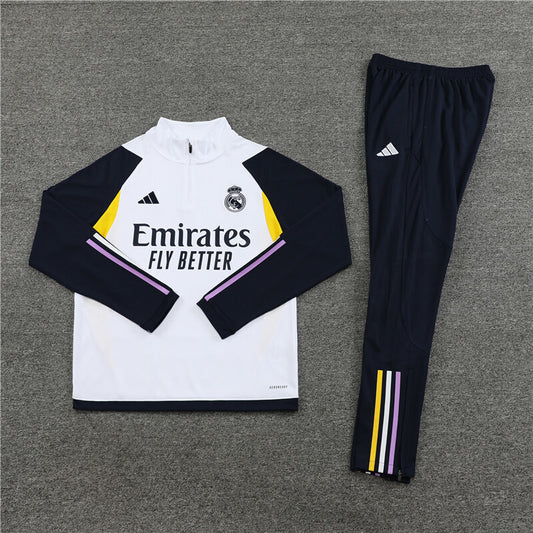 Real Madrid Tracksuit-White and Black