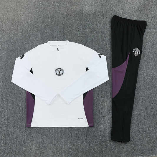 Manchester United Tracksuit-White and Black