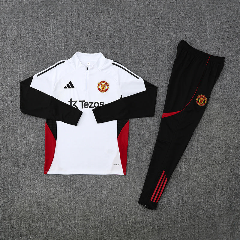 Manchester United Tracksuit-White and Black