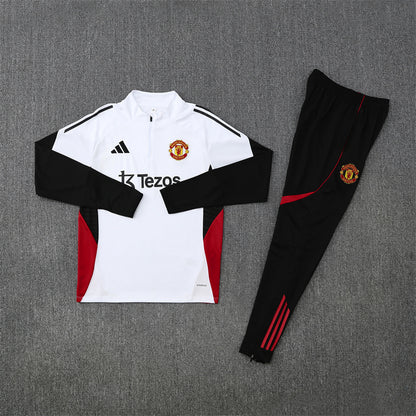Manchester United Tracksuit-White and Black