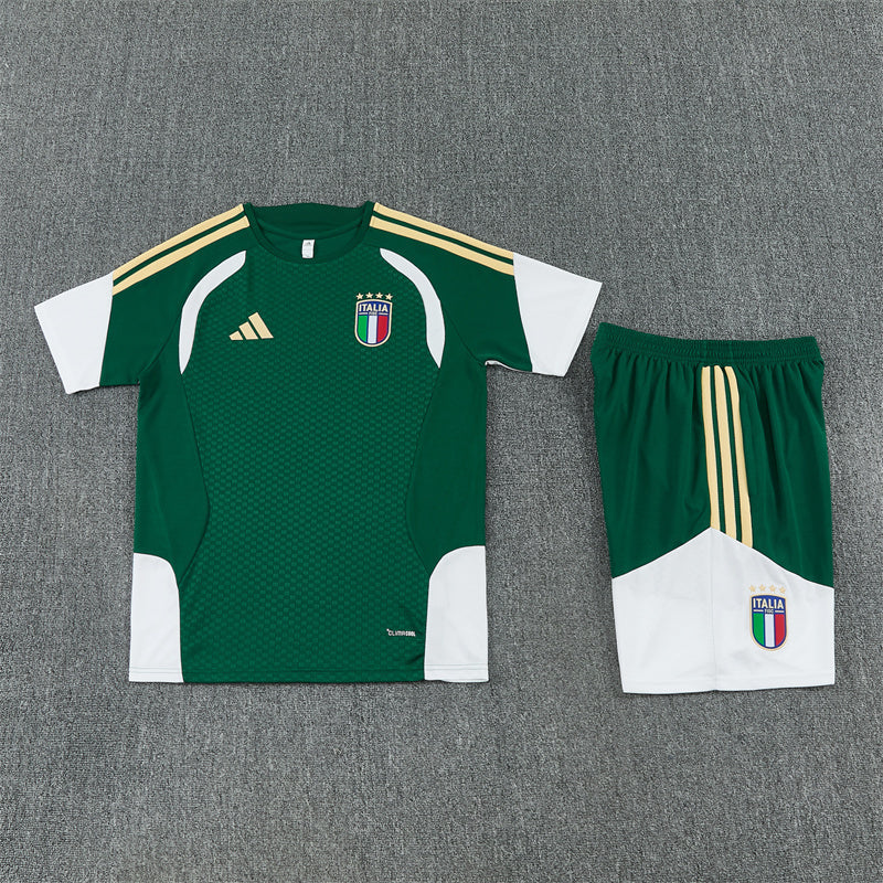 Italy Shorts Set-Dark Green and White
