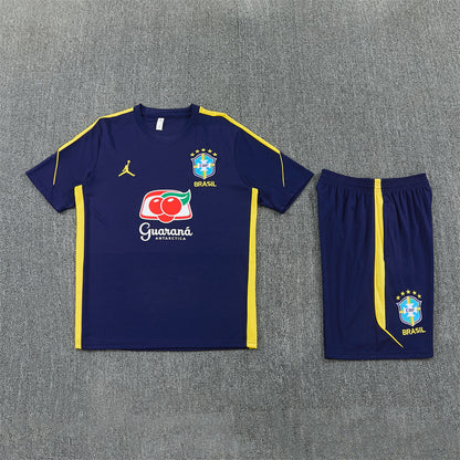 Brazil Shorts Set-Navy Blue and Yellow