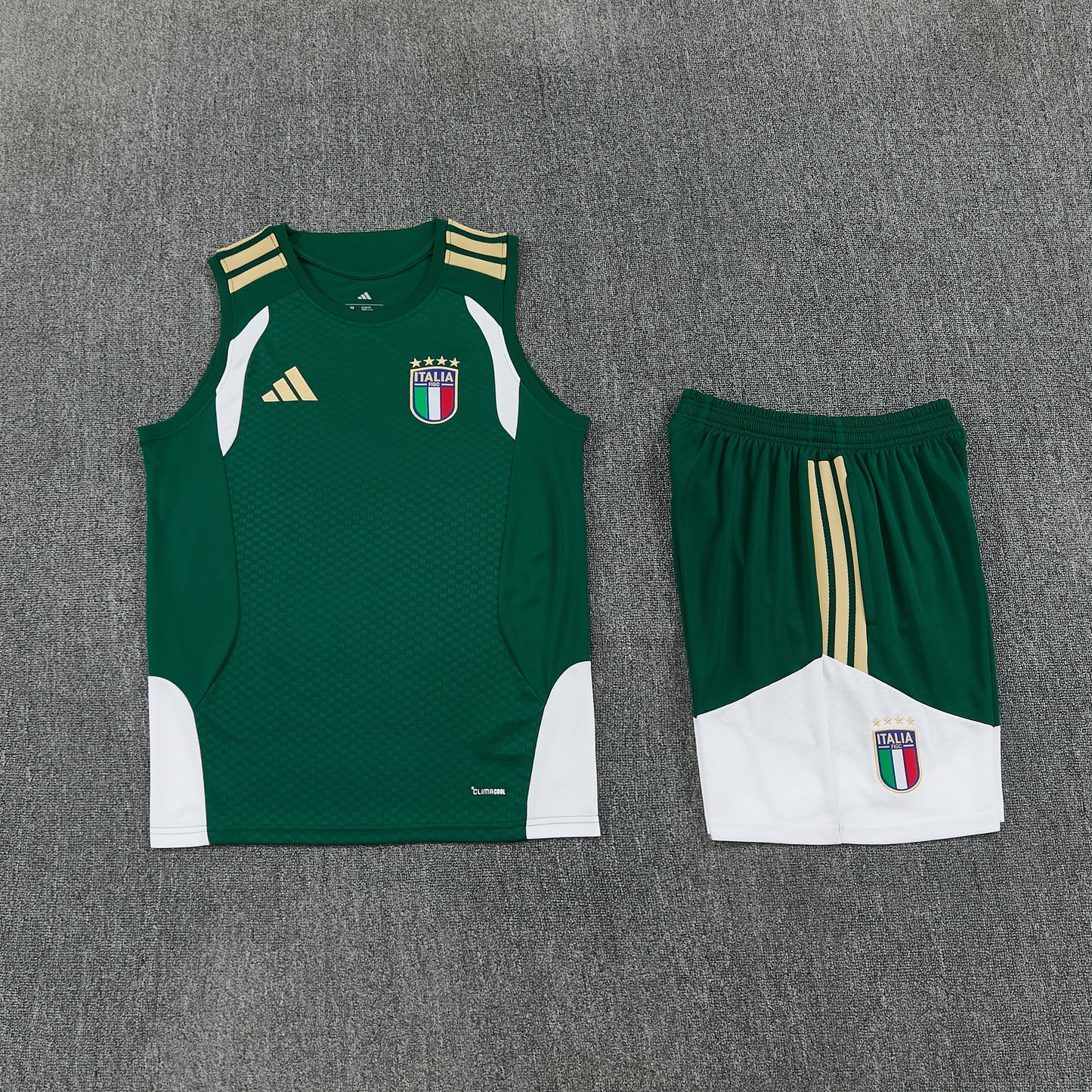 Italy Vest Set-Dark Green and White