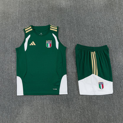 Italy Vest Set-Dark Green and White