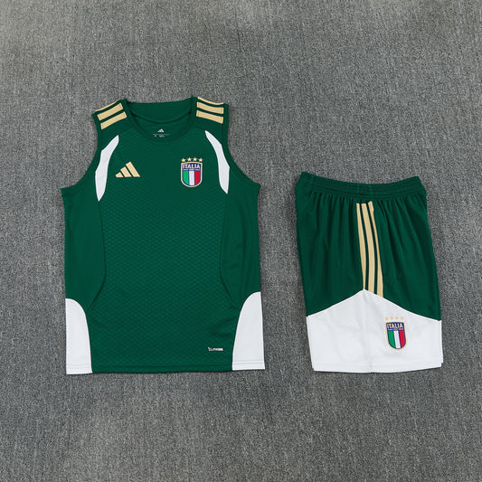 Italy Vest Set-Dark Green and White