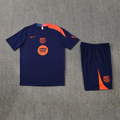 Barcelona Shorts Set-Navy Blue and Orange