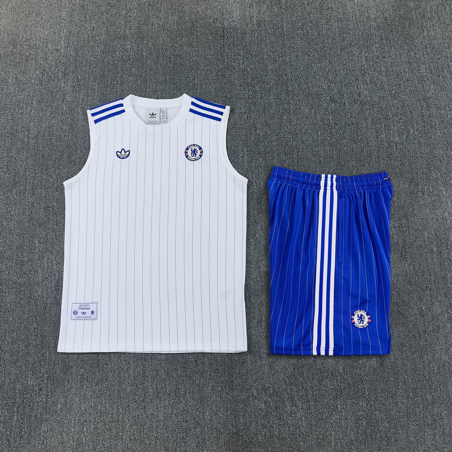 Chelsea Vest Set-White and Blue