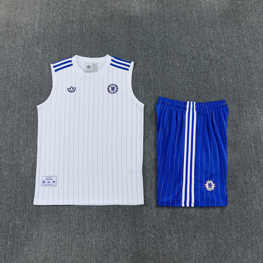 Chelsea Vest Set-White and Blue