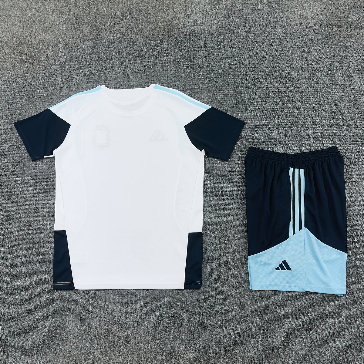 Argentina Shorts Set-White and Navy Blue
