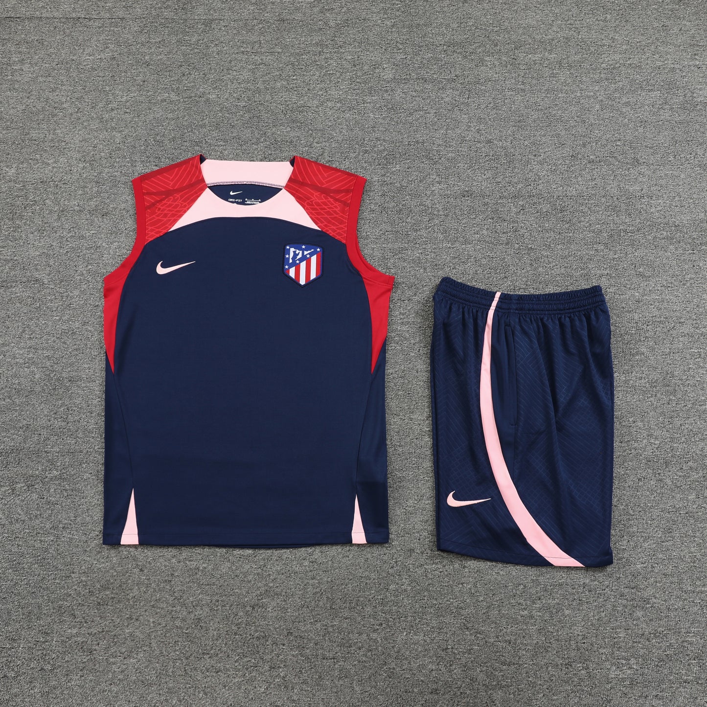 Atletico Madrid Vest Set-Navy Blue and Red