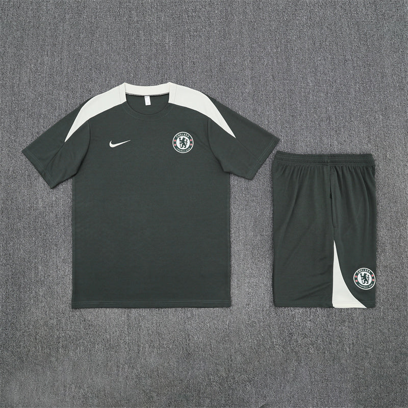 Chelsea Shorts Set-Dark Green and White