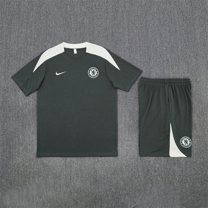 Chelsea Shorts Set-Dark Green and White