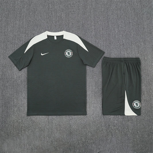 Chelsea Shorts Set-Dark Green and White