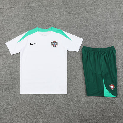 Portugal Shorts Set-White and Dark Green