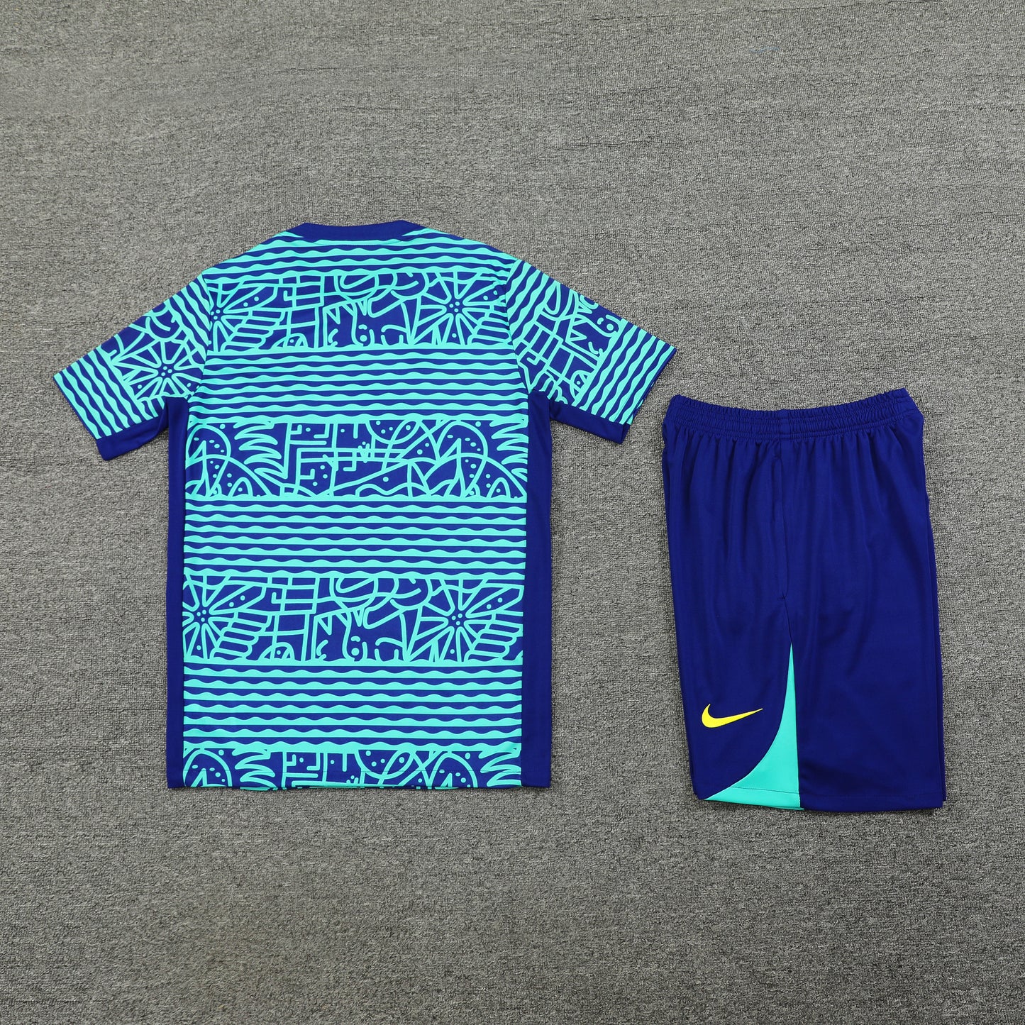 Brazil Shorts Set-Green and Dark Blue